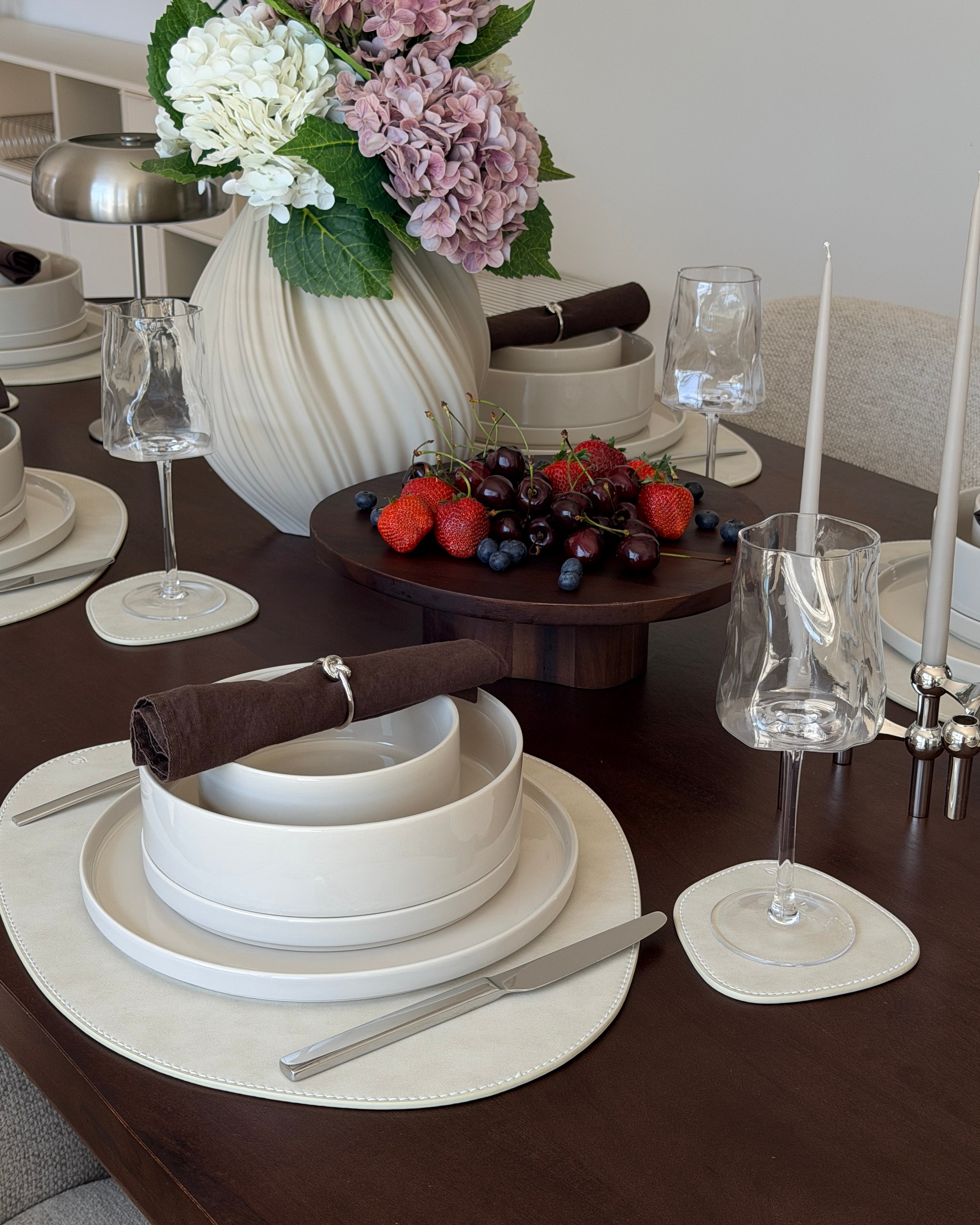 3er Set große Teller beige