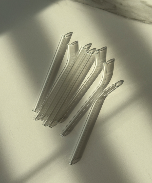 8er-Set aus wiederverwendbaren kurzen Glasstrohhalmen (15cm) | Aris