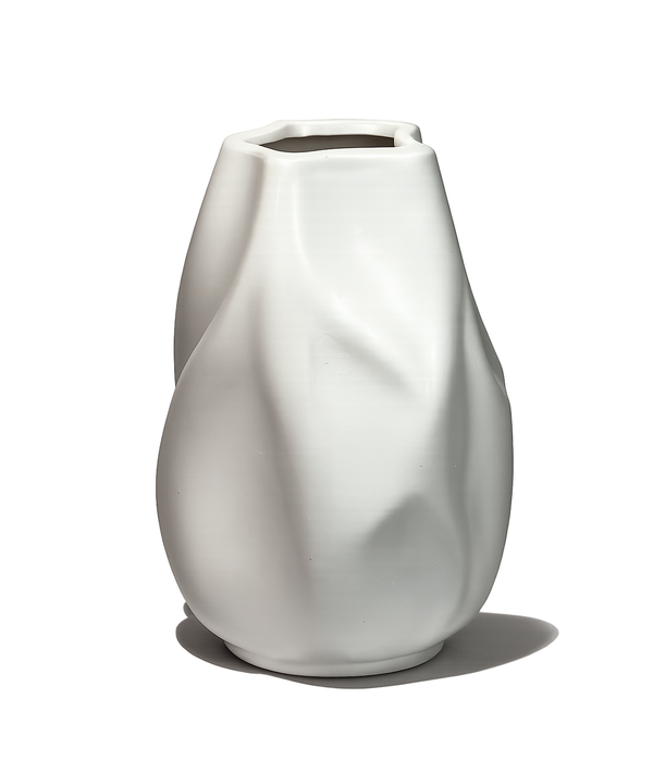 Große facettierte weiße Vase | Avela