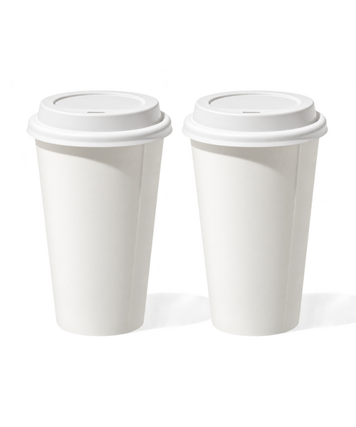 Großer Keramik To-Go Becher mit weißem Silikon-Deckel | Brooklyn