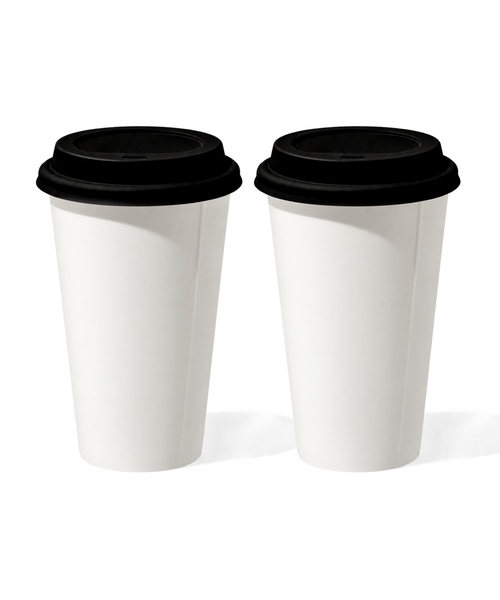 Großer Keramik To-Go Becher mit schwarzem Silikon-Deckel | Brooklyn