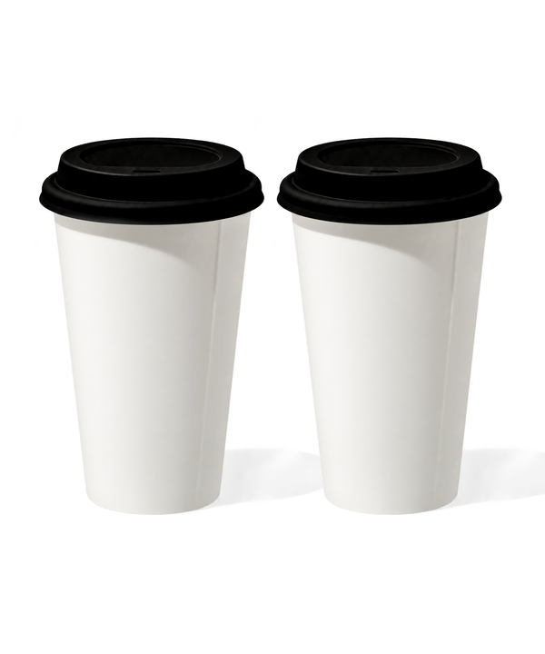 Großer Keramik To-Go Becher mit schwarzem Silikon-Deckel | Brooklyn