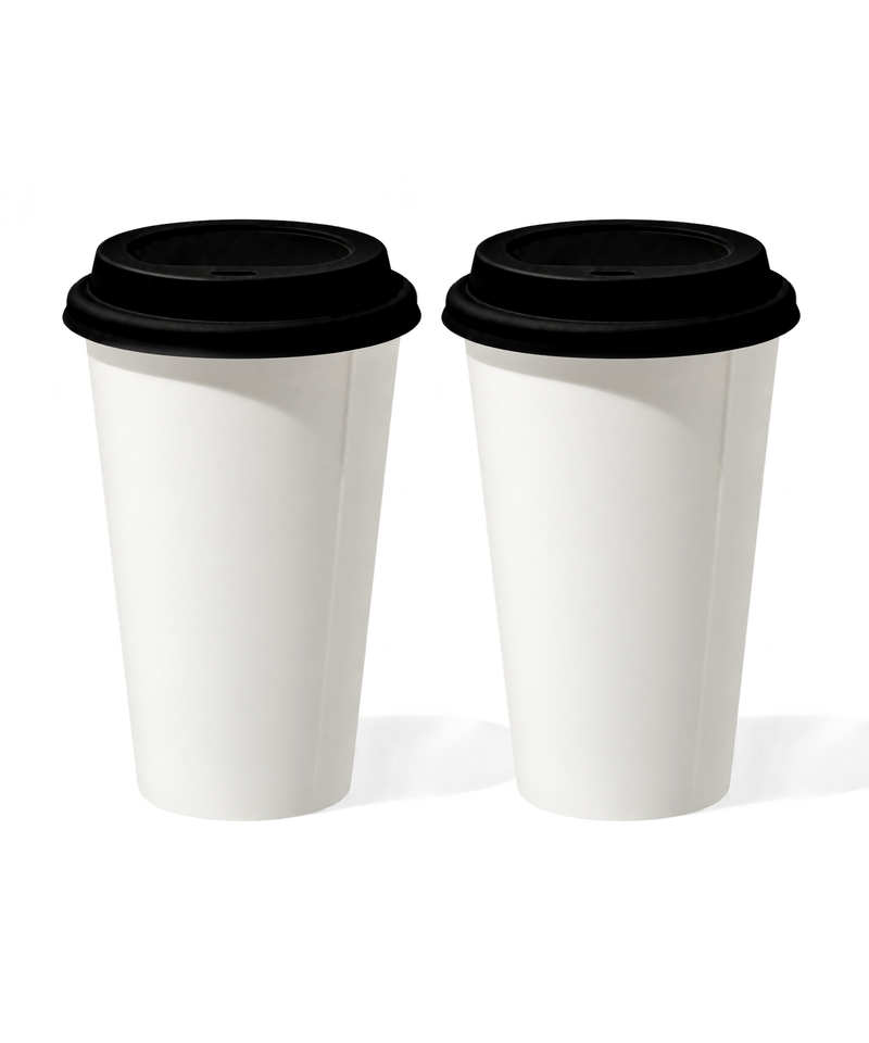 Großer Keramik To-Go Becher mit schwarzem Silikon-Deckel | Brooklyn