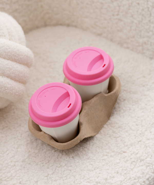 To-Go Becher Silikon-Deckel im 2er Set Pink aus der Serie Brooklyn – Detailansicht