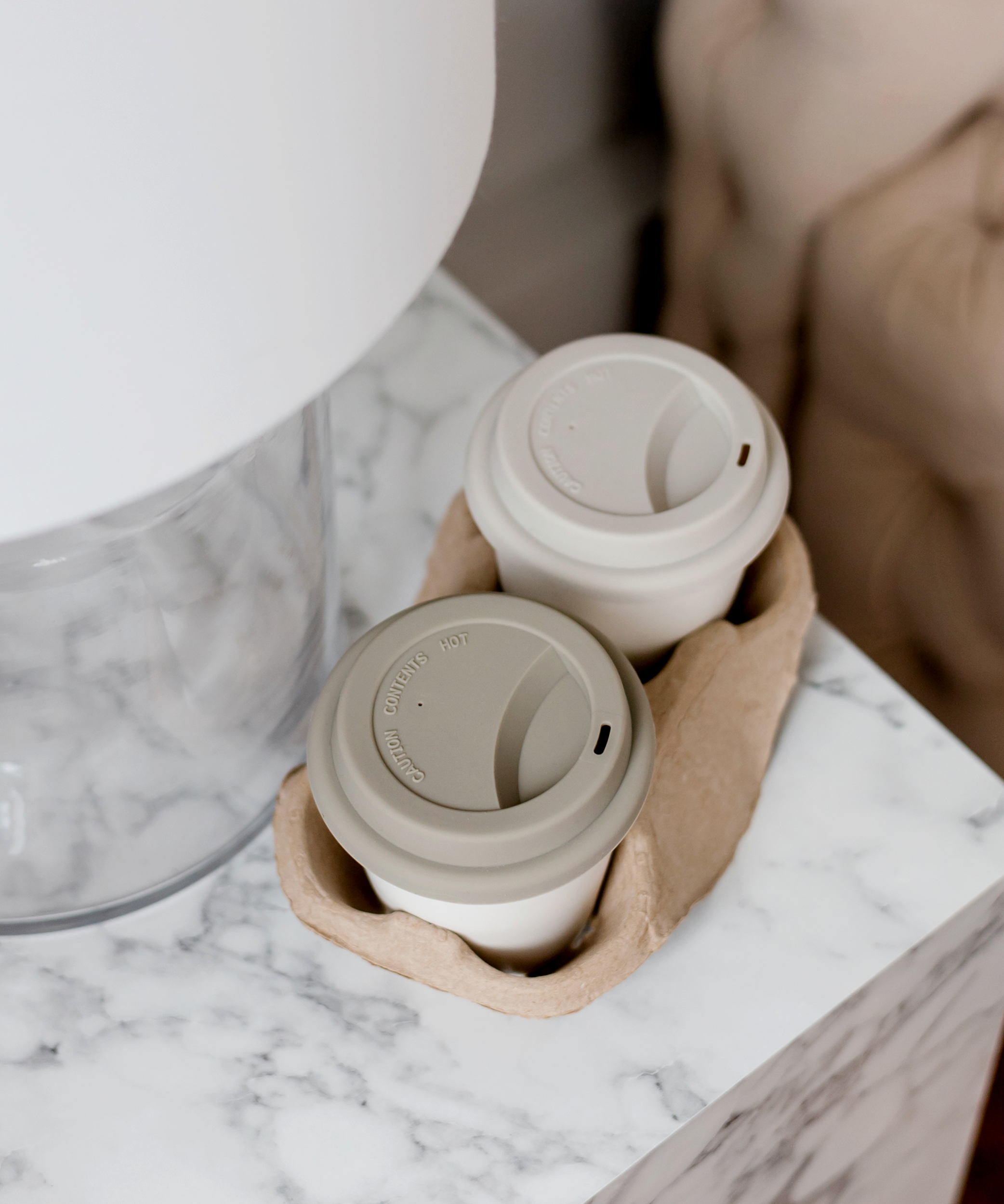 To-Go Becher Silikon-Deckel im 2er Set Taupe | Brooklyn