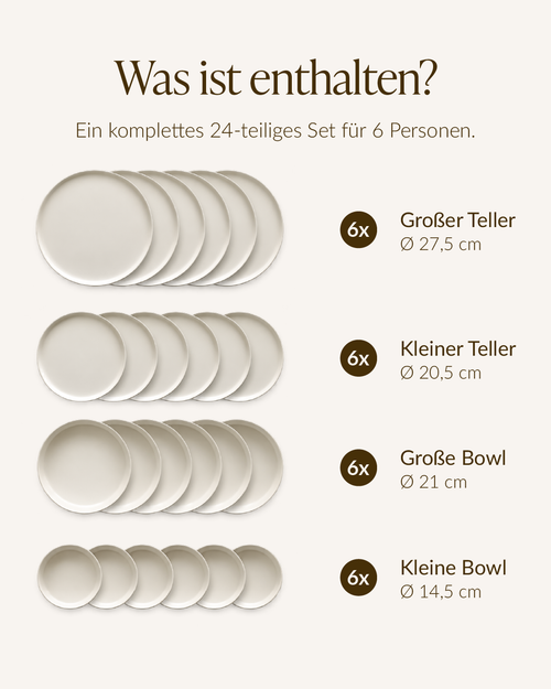 Geschirrset Cremeweiß | Nia
