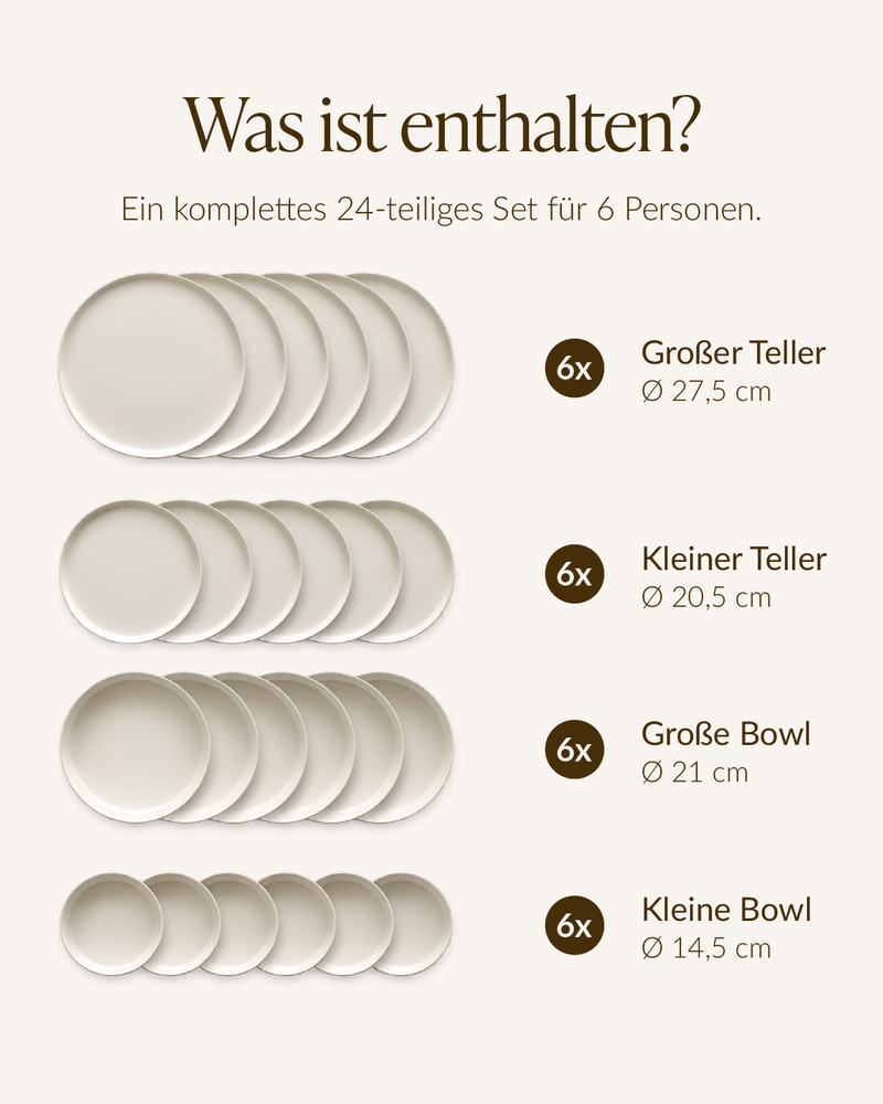 Geschirrset Cremeweiß | Nia