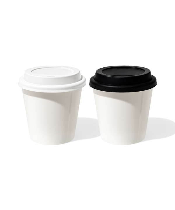 Keramik To-Go Becher mit weißem & schwarzem Silikon-Deckel | Brooklyn