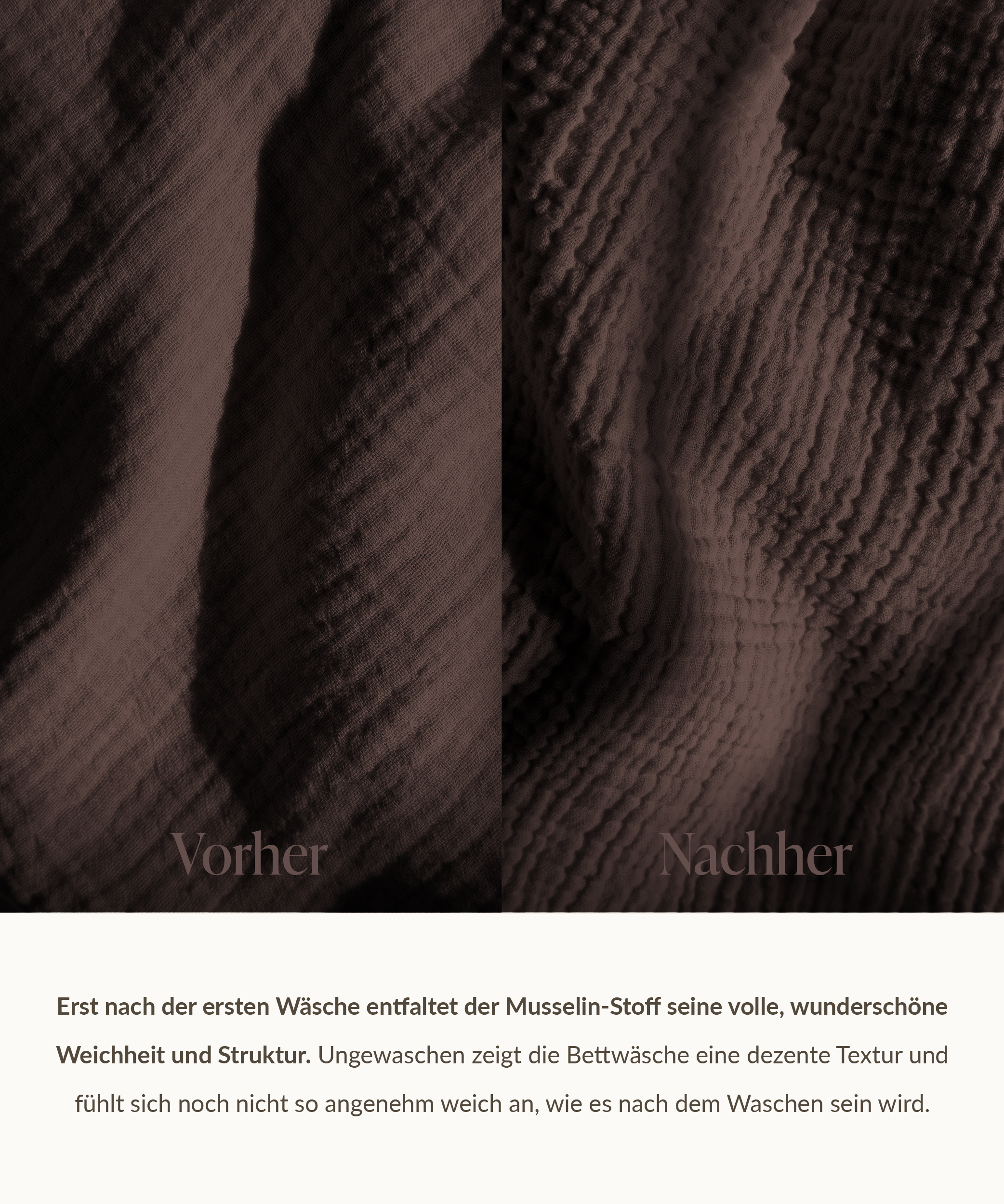 Dunkelbraune Musselin Doppelbettwäsche | Haven
