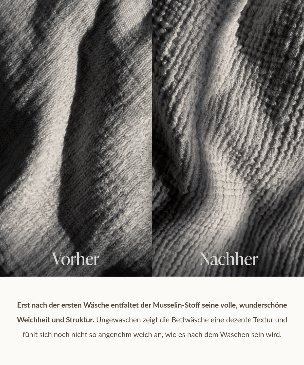 Dunkelgraue Musselin Einzelbettwäsche, Serie Haven – Produktansicht