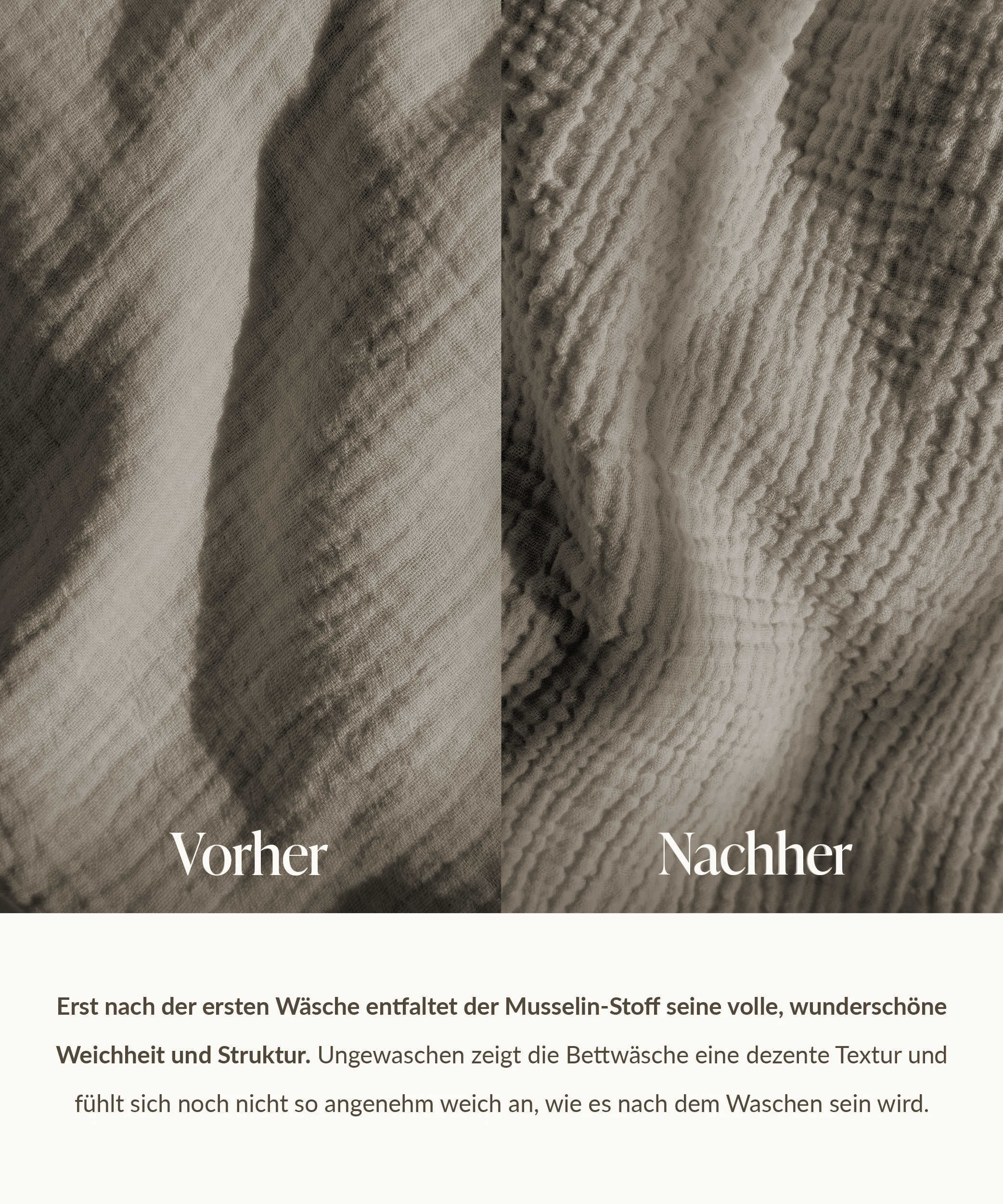 Taupefarbene Musselin Einzelbettwäsche | Haven