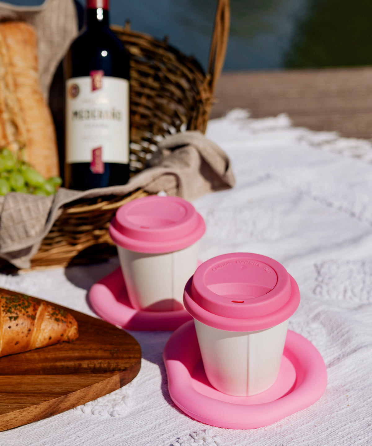 To-Go Becher Silikon-Deckel im 2er Set Pink aus der Serie Brooklyn – Produktansicht