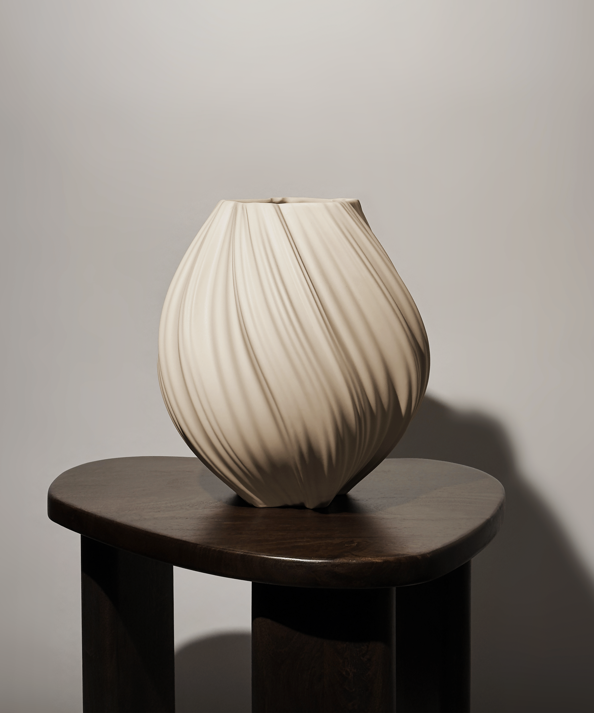 Set aus großer und kleiner Keramik Vase in Beige | Flora