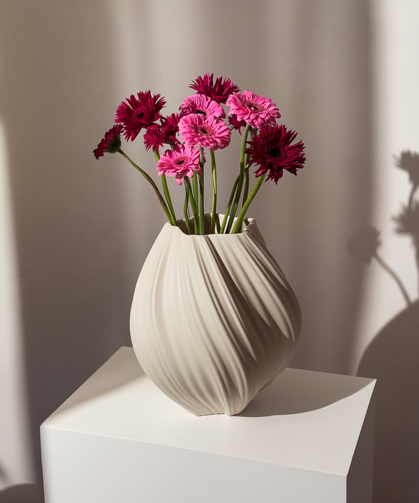 Große Keramik Vase in Beige | Flora