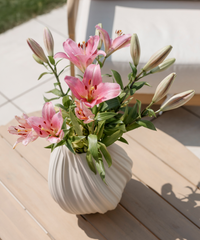 Große Keramik Vase Cremeweiß | Flora