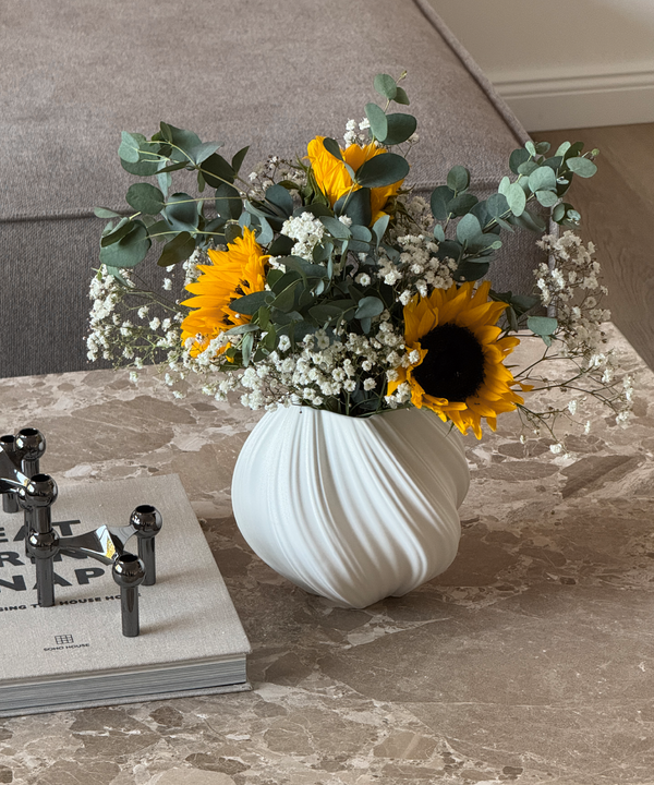 Set aus großer und kleiner Keramik Vase in Cremeweiß | Flora