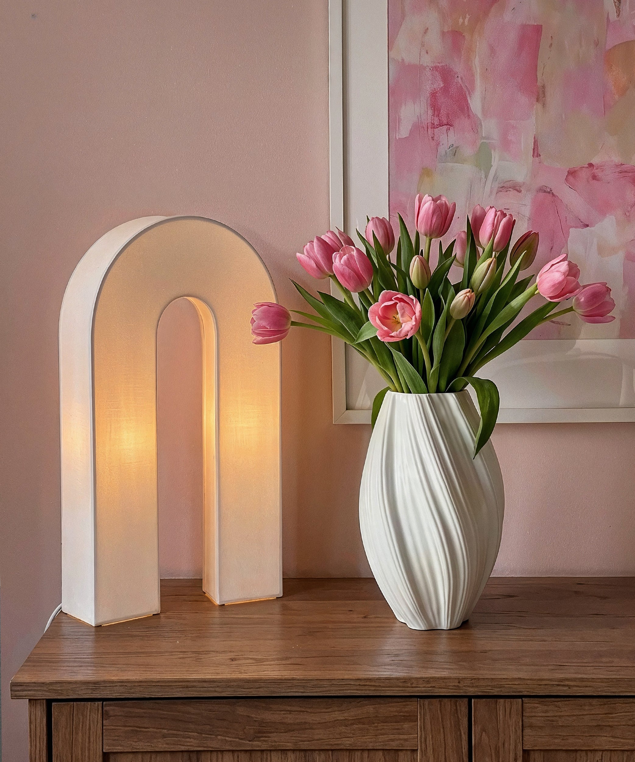 Längliche Keramik Vase Weiß | Flora