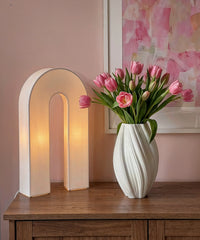 Längliche Keramik Vase Weiß | Flora