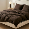 Dunkelbraune Musselin Doppelbettwäsche | Haven