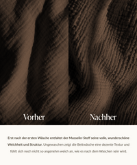 Dunkelbraune Musselin Doppelbettwäsche | Haven