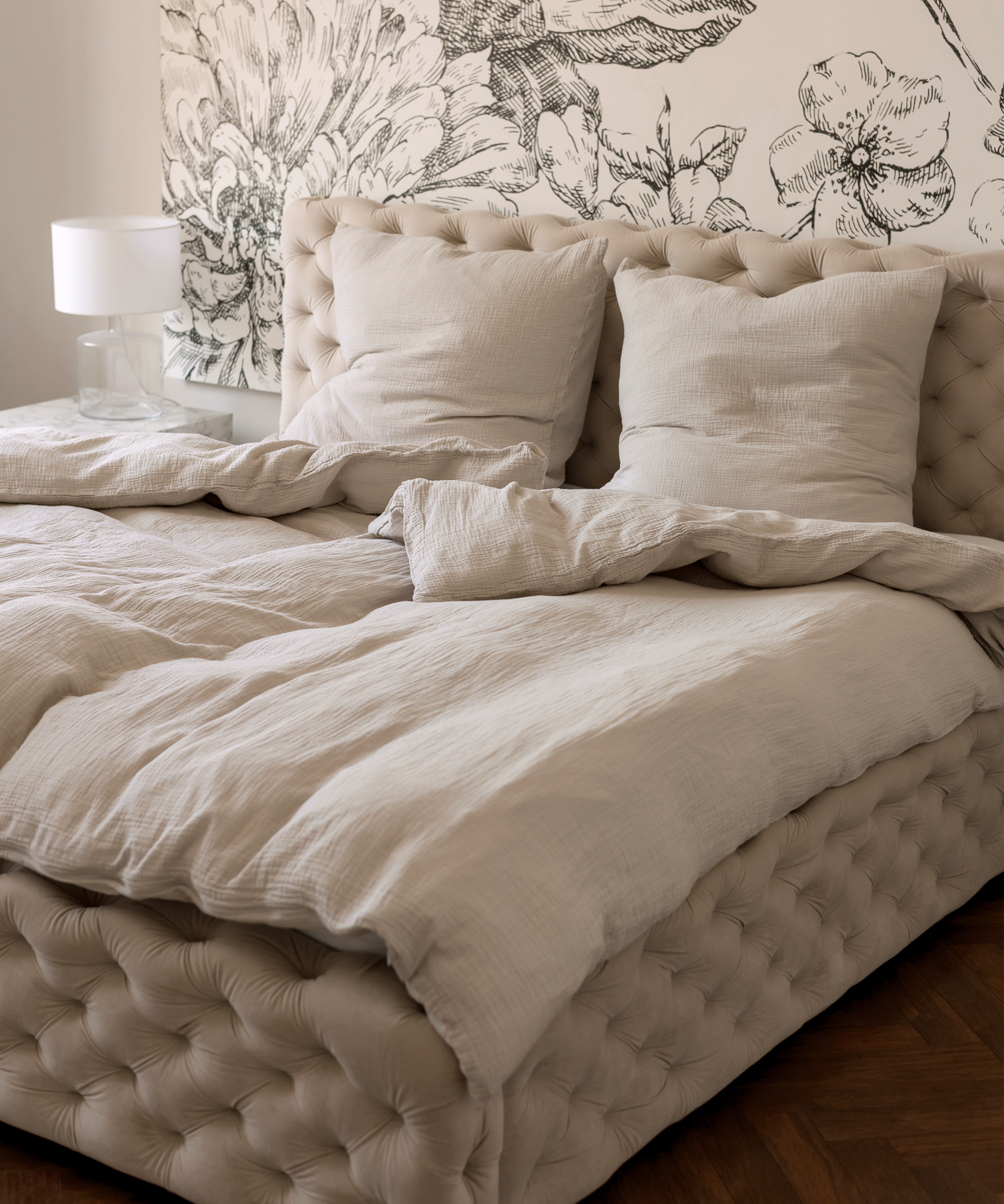 Haven Single-Set Beige | 1× Musselin-Einzelbettwäsche + 1× Kissenbezug 40×80