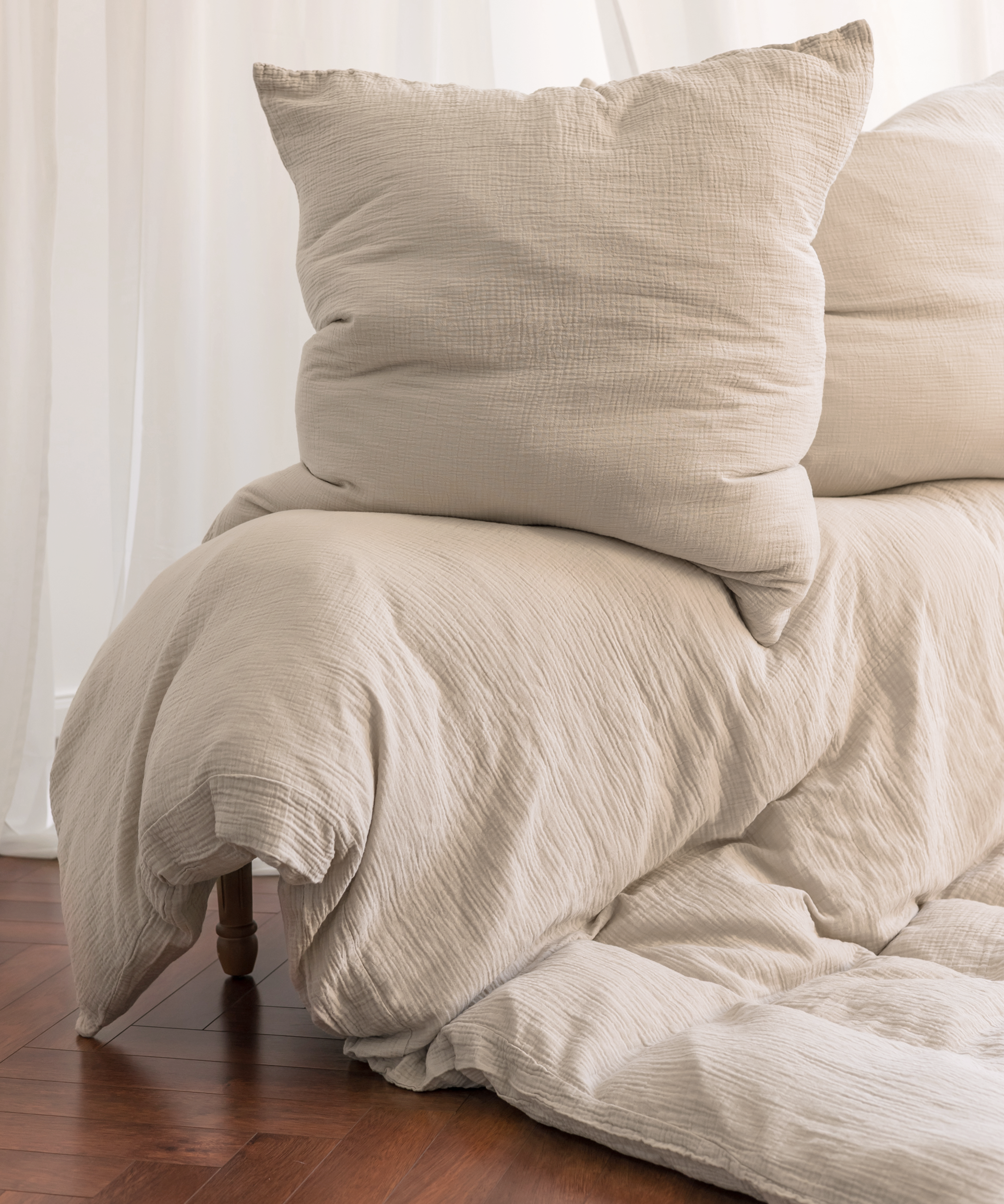 Beige Musselin Einzelbettwäsche | Haven