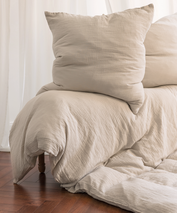 Beige Musselin Einzelbettwäsche | Haven