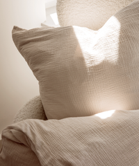 Haven Partner-Set Beige | 2× Musselin Einzelbettwäsche + 2× Kissenbezug 40×80