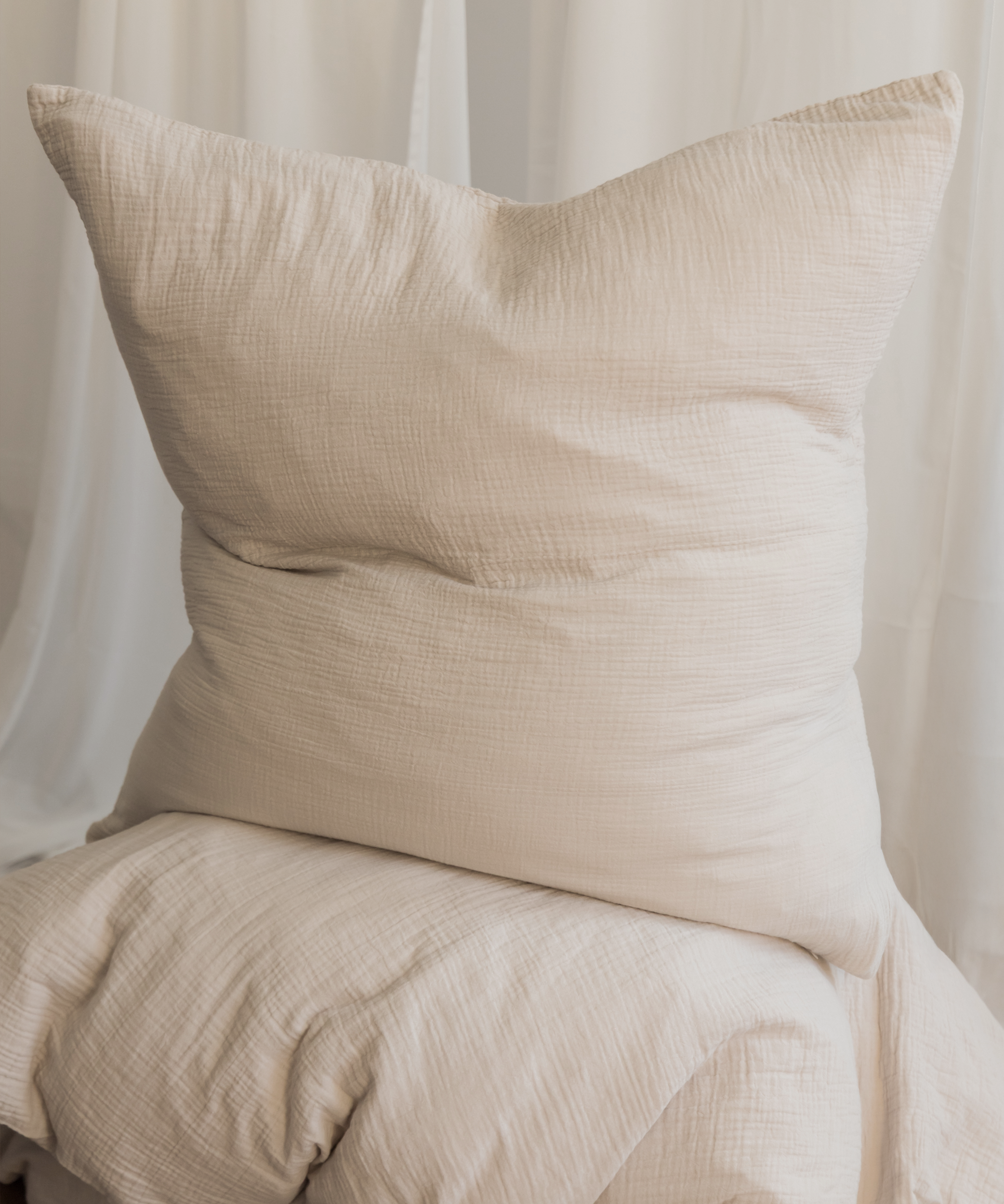 Beige Musselin Einzelbettwäsche | Haven