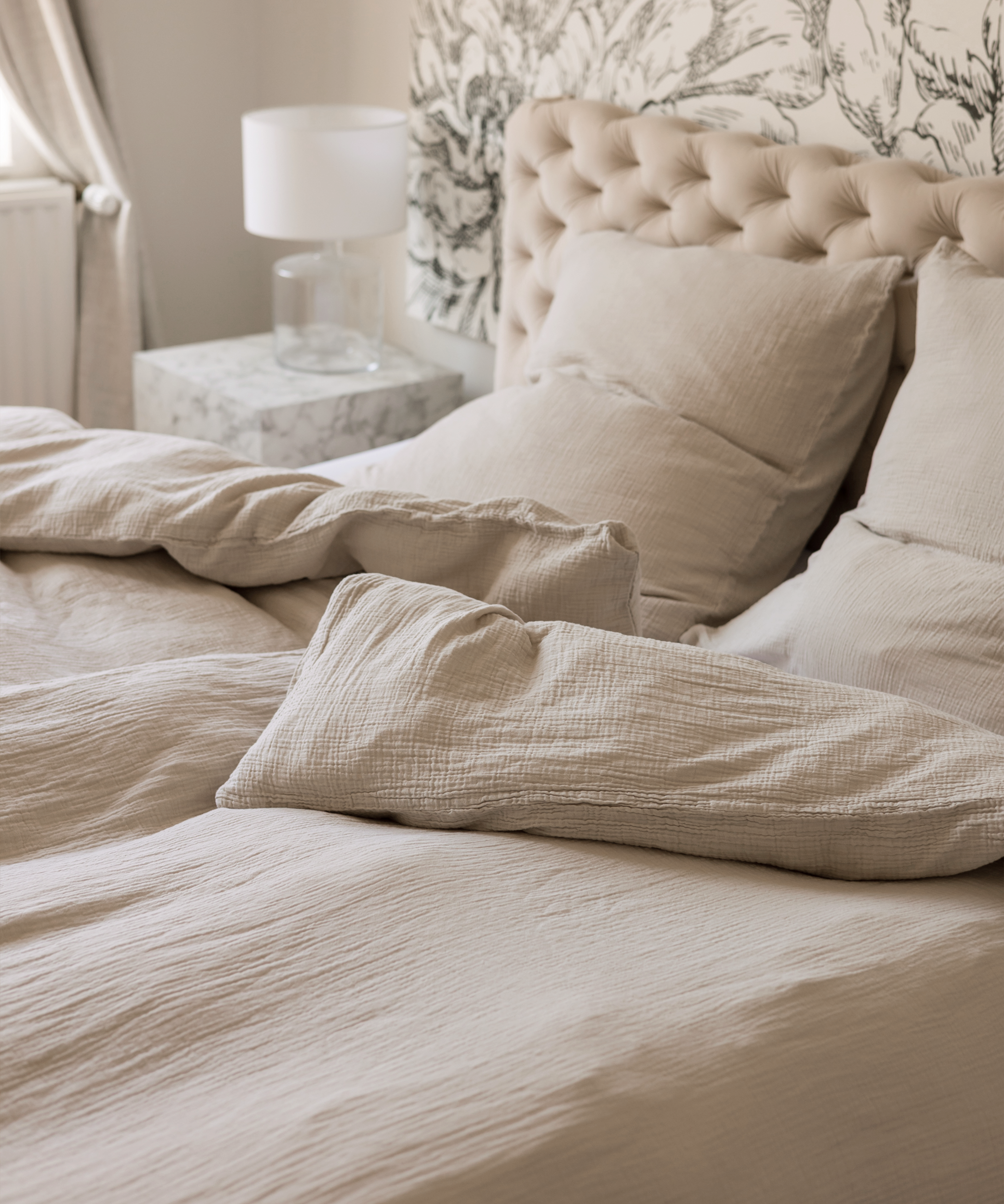 Beige Musselin Einzelbettwäsche | Haven