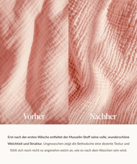 Rosa Musselin Einzelbettwäsche, Serie Haven – Draufsicht