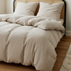 Haven Doppelbett-Set Beige | 1× Musselin Doppelbettwäsche + 2× Kissenbezug 40×80