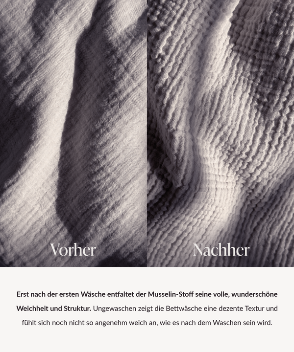 Mauvegraue Musselin Doppelbettwäsche | Haven