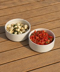 2er Set kleine Bowls cremeweiß gerillt | Nia