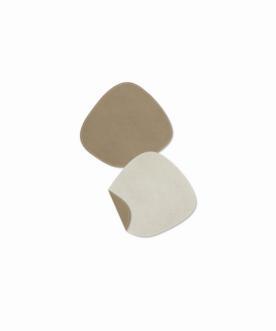 Asymmetrische wendbare Taupe/Creme Kunstleder Glasuntersetzer | Jade