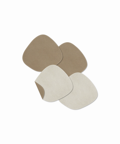 Asymmetrische wendbare Taupe/Creme Kunstleder Glasuntersetzer | Jade