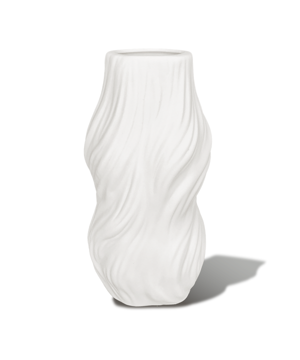Schlanke Keramikvase mit fließendem Wellenrelief | Dahlia