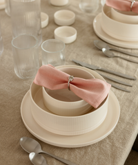 Geschirrset Cremeweiß gerillt | Nia