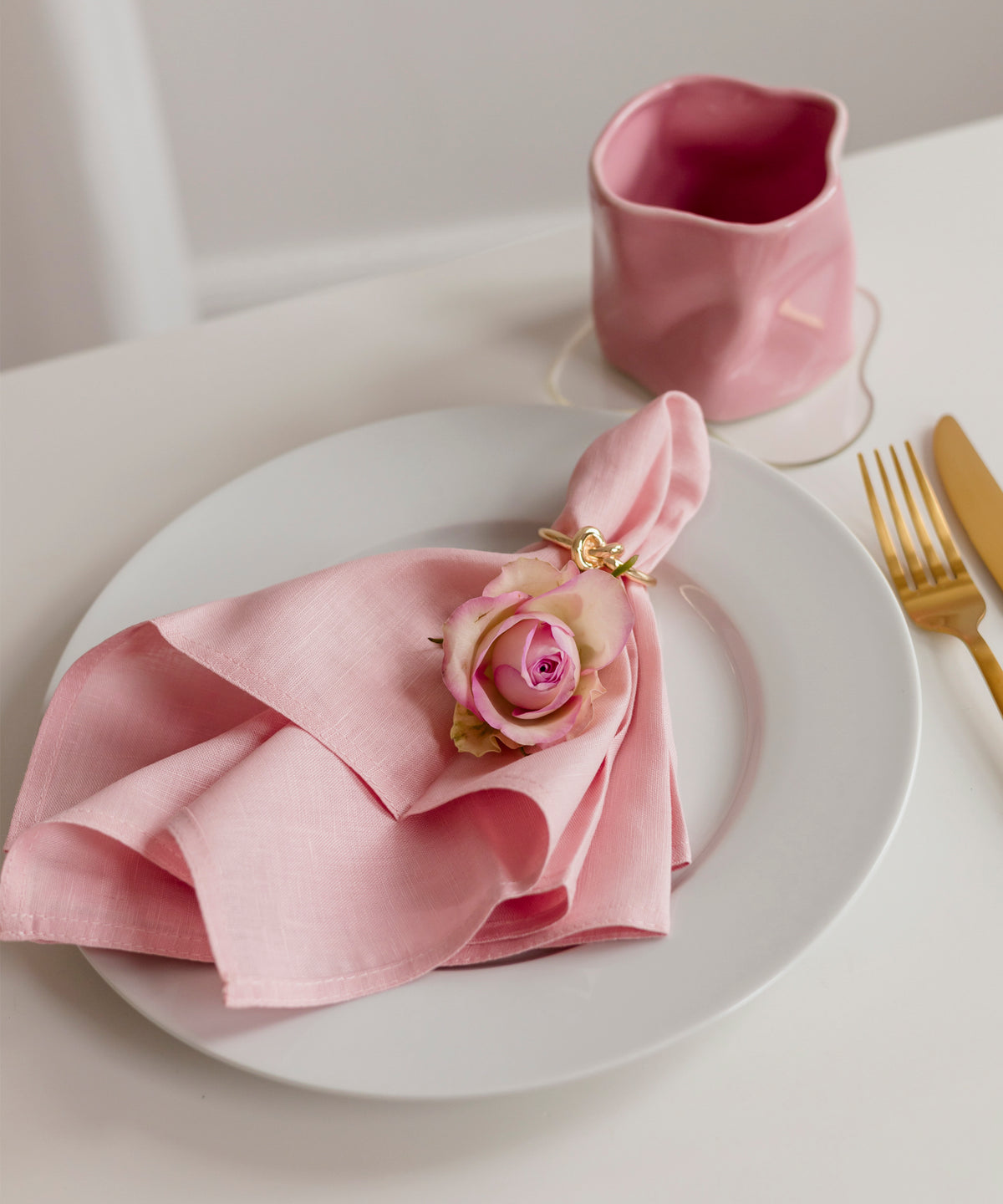 Servietten in Rosa im 6er Set aus der Serie Kyla – Draufsicht