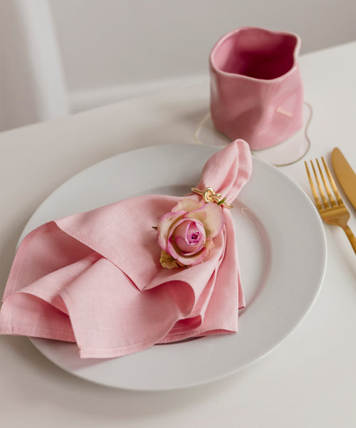 Servietten in Rosa im 6er Set aus der Serie Kyla – Draufsicht