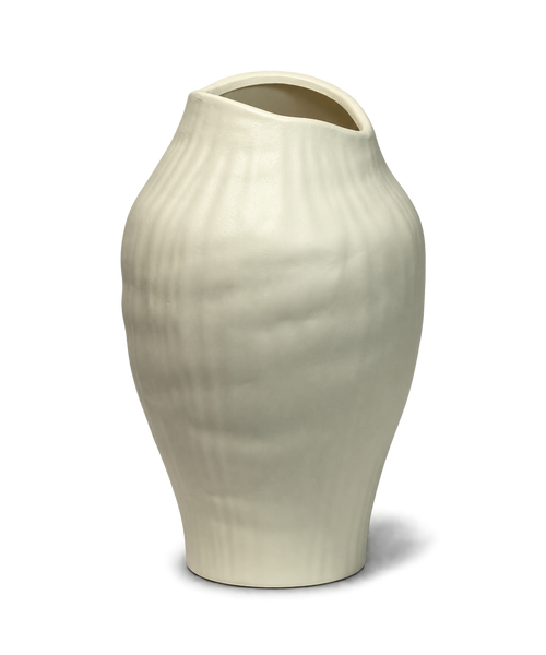 Große Keramikvase Maira in warmem Cremeweiß mit weich geformter Silhouette