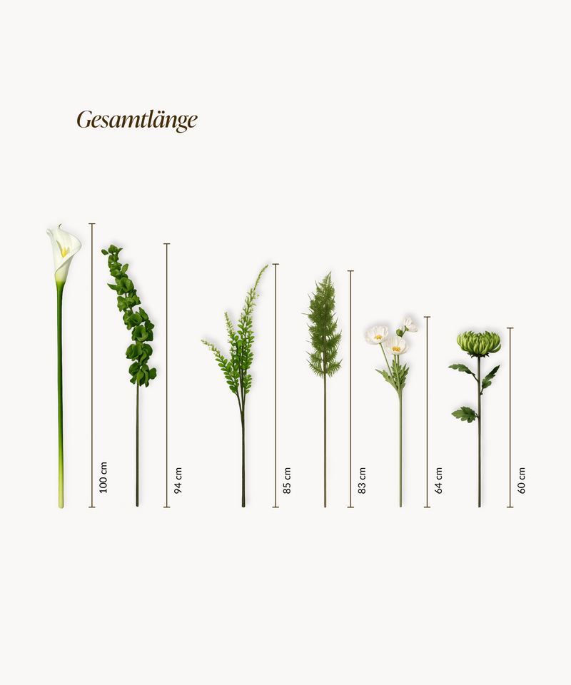 Kunstblumen-Bouquet Calla Rising 15er in Weiß und Grün aus der Serie Bloom – Produktansicht