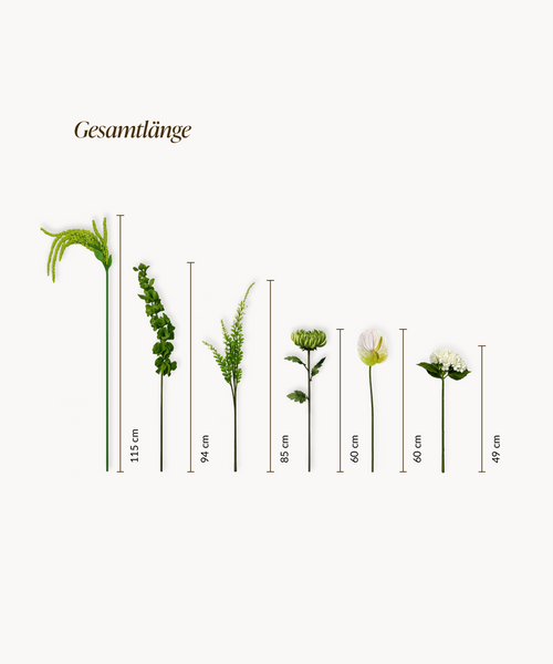 Kunstblumen-Bouquet Fresh Escape 8er in Weiß und Grün aus der Serie Bloom – Seitenansicht