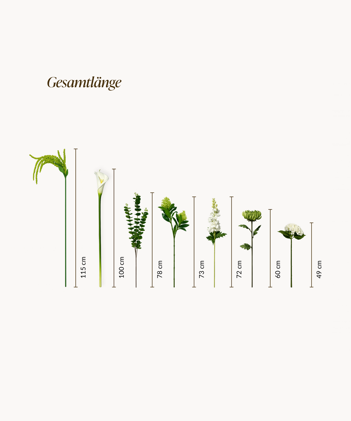 Kunstblumen-Bouquet Green Silence 9er in Weiß und Grün aus der Serie Bloom – Seitenansicht
