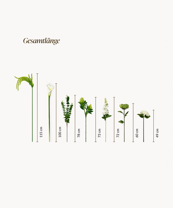Green Silence Set – 9er Bouquet + Längliche Keramik Vase