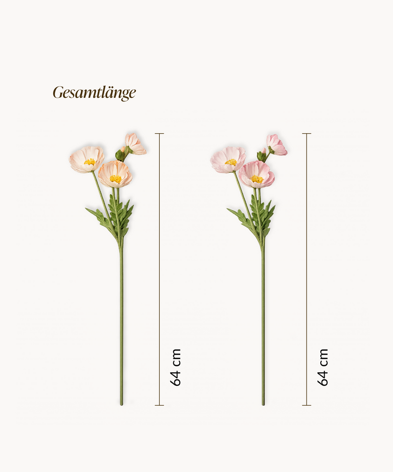 Kunstblumen-Bouquet Mohnblüten 8er in Rosa und Coral aus der Serie Bloom – Produktansicht