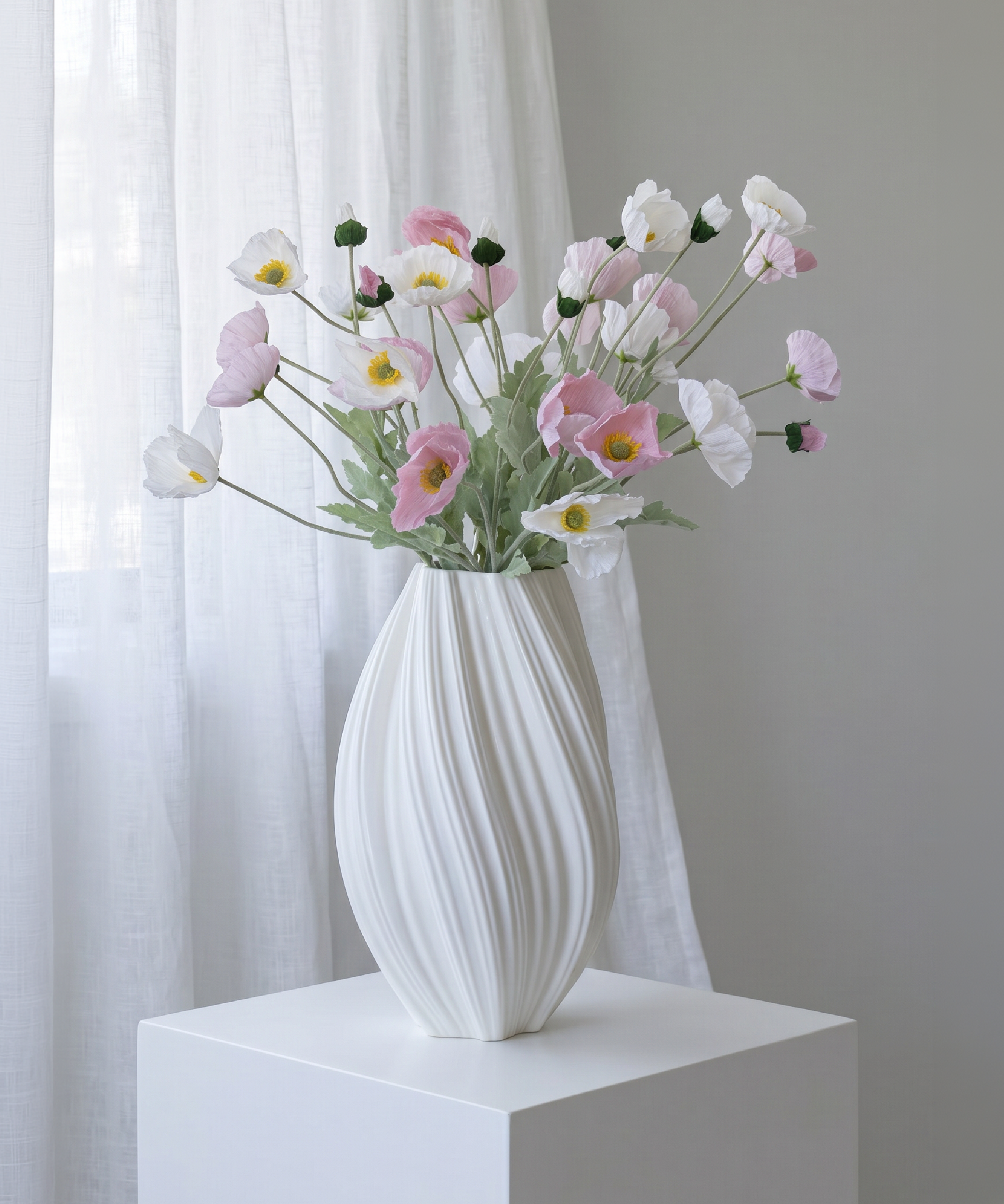 Mohnblüte 8er Bouquet in Weiß & Rosa | Bloom
