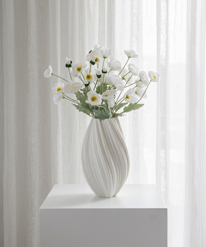 Realistisches Kunstblumen-Bouquet Mohnblüten 8er in Weiß – bloom collection von 7 O'CLOCK