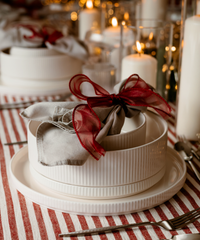 Geschirrset Cremeweiß gerillt | Nia