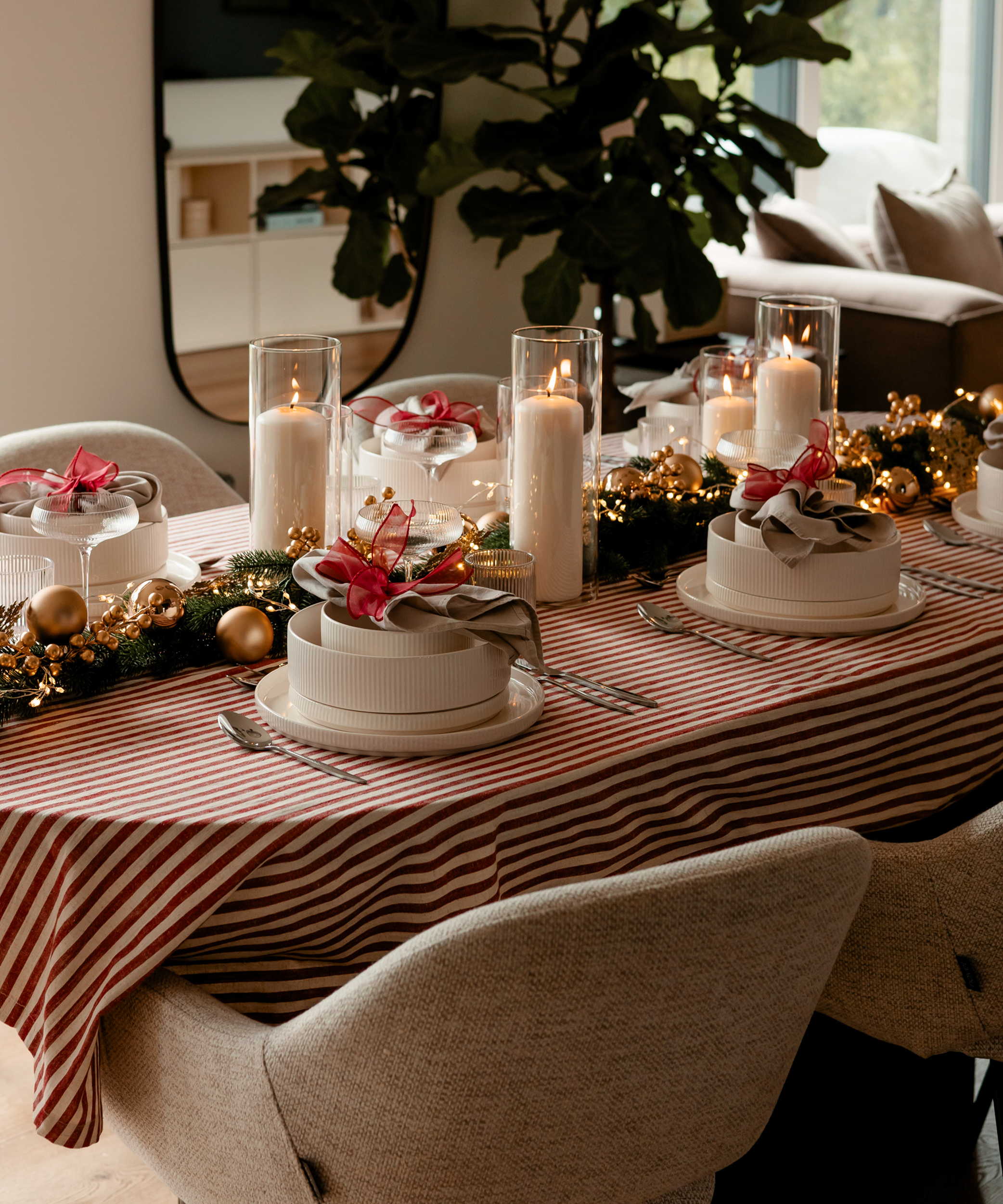 Geschirrset Cremeweiß gerillt | Nia